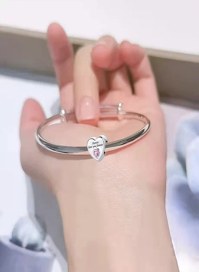 TGLS Heart Love Auntie Charm with Pink Crystal Compatible With Pandora Charms Bracelets - Image 4